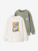 Set van 2 sweaters voor jongens met lange mouwen saliegroen