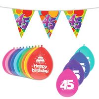 Leeftijd verjaardag thema 45 jaar pakket ballonnen/vlaggetjes - Feestpakketten - thumbnail