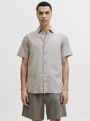 Jack - Jones Jjesummer Linen Blend Shirt S/s Sn 12289160 Overhemd String