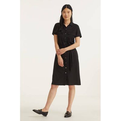 VILA blousejurk VISAFINA met ceintuur zwart VILA blousejurk VISAFINA met ceintuur zwart