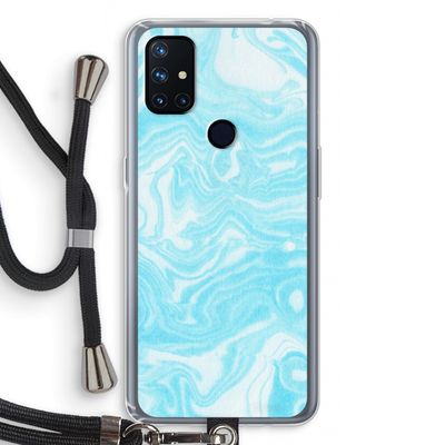 Waterverf blauw: OnePlus Nord N10 5G Transparant Hoesje met koord