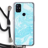 Waterverf blauw: OnePlus Nord N10 5G Transparant Hoesje met koord