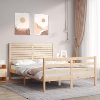 Bedframe met hoofdbord massief hout 140x190 cm Bedframe met hoofdbord massief hout 140x190 cm
