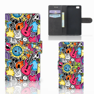 Huawei Ascend P8 Lite Wallet Case met Pasjes Punk Rock