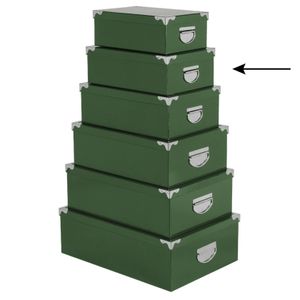 5Five Opbergdoos/box - groen - L32 x B21.5 x H12 cm - Stevig karton - Greenbox   -