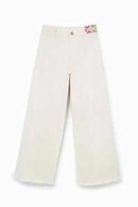 Cropped denim culotte - WHITE - 40