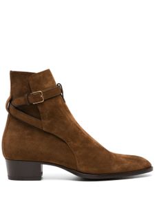 Saint Laurent bottines Wyatt 4 mm en daim - Marron