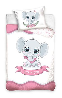 Animal Pictures BABY Dekbedovertrek olifantje it&apos;s a girl - 100 x 135 cm - Katoen