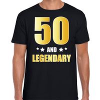 50 and legendary verjaardag cadeau t-shirt goud 50 jaar zwart voor heren