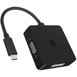 ICY BOX IB-DK1104-C, USB-C male > VGA + DVI + HDMI + DisplayPort (female) adapter 0,15 meter