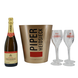 Champagne Piper Heidsieck Prohibited Edition + gouden cooler + 4 glazen