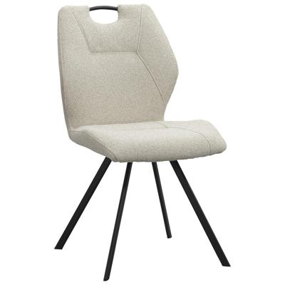 2e Halve Prijs Leen Bakker - Eetkamerstoel Jesse - Bouclé - Zand - Stof - Beige - 63x52x93 Cm