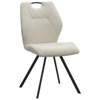 2e Halve Prijs Leen Bakker - Eetkamerstoel Jesse - Bouclé - Zand - Stof - Beige - 63x52x93 Cm