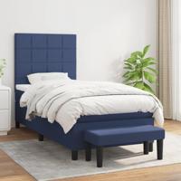 Boxspring met matras stof blauw 90x190 cm