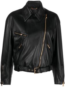 Versace veste de moto en cuir - Noir