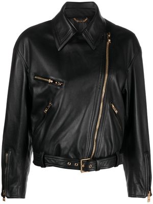 Versace veste de moto en cuir - Noir