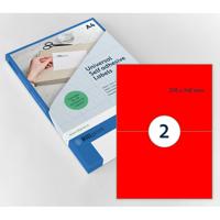 Etiket rillprint 210x148mm fluorrood 200 etiketten