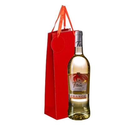 Cadeau tas verpakking voor 1 fles wijn/champagne - rood - papier met glitters - flessentasje