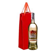 Cadeau tas verpakking voor 1 fles wijn/champagne - rood - papier met glitters - flessentasje