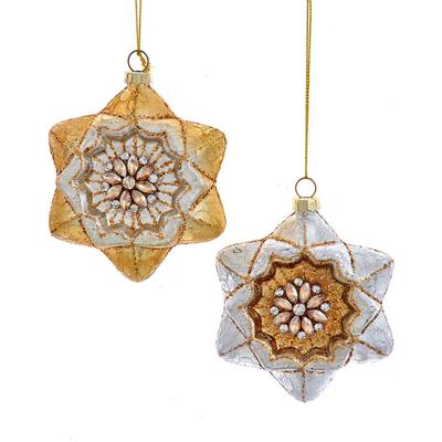 Ornament glas goud-zilver ster l10cm - Kurt s adler