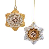 Ornament glas goud-zilver ster l10cm - Kurt s adler