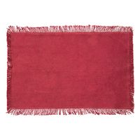 Secret de Gourmet placemats Kenya - 1x - donkerrood - 45 x 30 cm - katoen - met franjes