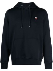 Tommy Hilfiger hoodie en coton mélangé à logo brodé - Bleu