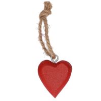 Rood hartjes hangertje aan touwtje 5 cm - thumbnail