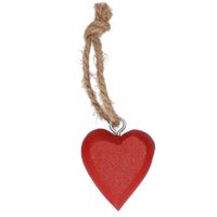 Rood hartjes hangertje aan touwtje 5 cm Rood hartjes hangertje aan touwtje 5 cm