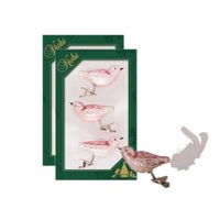 6x stuks luxe glazen decoratie vogels op clip velvet roze 11 cm - thumbnail