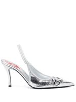 Diesel D-Venus 80mm leather slingback pumps - Argent - thumbnail