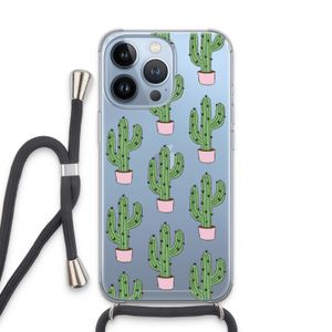Cactus Lover: iPhone 13 Pro Transparant Hoesje met koord
