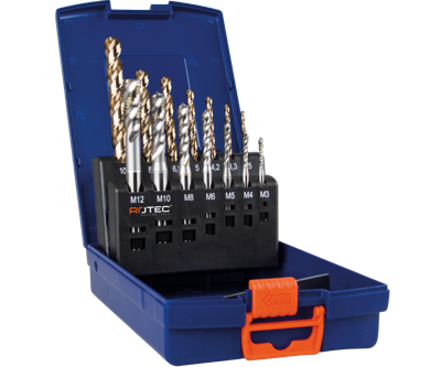 Rotec 7+7 dlg handtappen + boren / M3-M12, in ABS cassette - 900.2002K 900.2009C