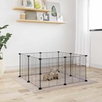 VidaXL Huisdierenkooi met 8 panelen 35x35 cm staal zwart