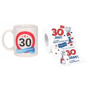 Cadeau set voor 30e verjaardag - Koffie mok en funny Wc-rol - Voor vrouwen van 30