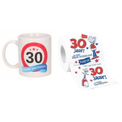 Cadeau set voor 30e verjaardag - Koffie mok en funny Wc-rol - Voor vrouwen van 30