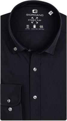 Giordano Heren Overhemd Zwart Knitted Dynamic Flex Modern Fit