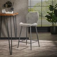 LifestyleFurn Barstoel 'Taneeka' Bouclé, kleur Grijs (zithoogte 67cm)