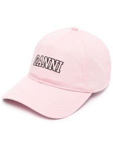 GANNI casquette en coton à logo brodé - Rose