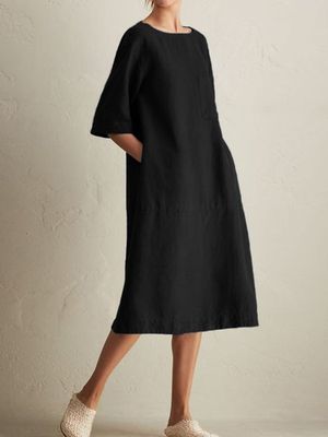 Round Neck Half Sleeve Weaving Dress