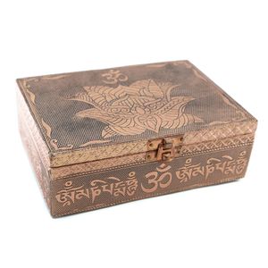 Tarot- of Sieradendoos Lotus/ OHM Bronskleurig (17,5 cm)