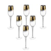 Secret de Gourmet Champagneglazen/flutes Arya - 6x stuks - goud/transparant - glas - 210 ml Secret de Gourmet Champagneglazen/flutes Arya - 6x stuks - goud/transparant - glas - 210 ml