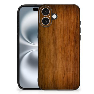 iPhone 16 Plus Houten Print Telefoonhoesje Donker Hout