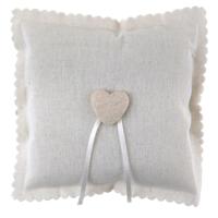 Ringkussentje - jute look -creme wit - 15 x 15 cm -bruiloft/huwelijk trouwringen kussentje
