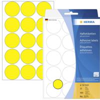 Herma 2271 Etiketten Ø 32 mm Papier Geel 480 stuk(s) Permanent hechtend Etiketten voor markeringspunten - thumbnail