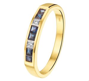 TFT Ring Saffier En Diamant 0.02ct H SI Bicolor Goud