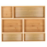 Lade bakjes organiseer set - 6x delig - bamboe hout - opbergsysteem - 46 x 38 cm