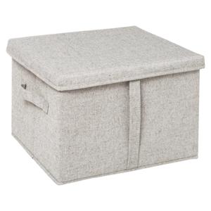 5Five Opbergdoos/box met deksel - lichtgrijs - L35 x B31 x H25 cm - Stevig karton/polyester