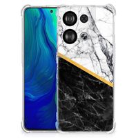 OPPO Reno8 Anti-Shock Hoesje Marmer Wit Zwart - Origineel Cadeau Man - thumbnail