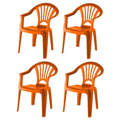 Camping Kinderstoel van kunststof - 4x - oranje - 37 x 31 x 51 cm